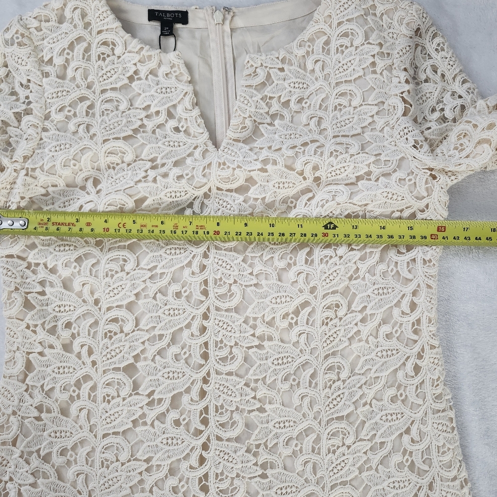 TALBOTS Ivory Lace Shift Dress Wedding Guest Bridal Shower Cocktails Size 2P NWT - Picture 7 of 14